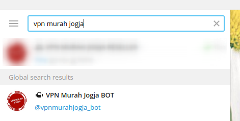 Tampilan awal bot VPN Murah Jogja di Telegram